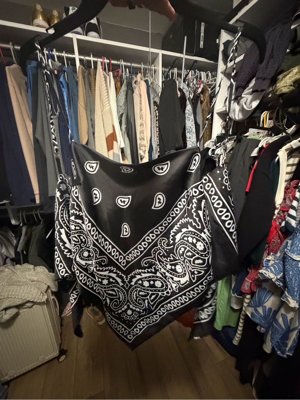 Black and White Paisley Bandana Scarf